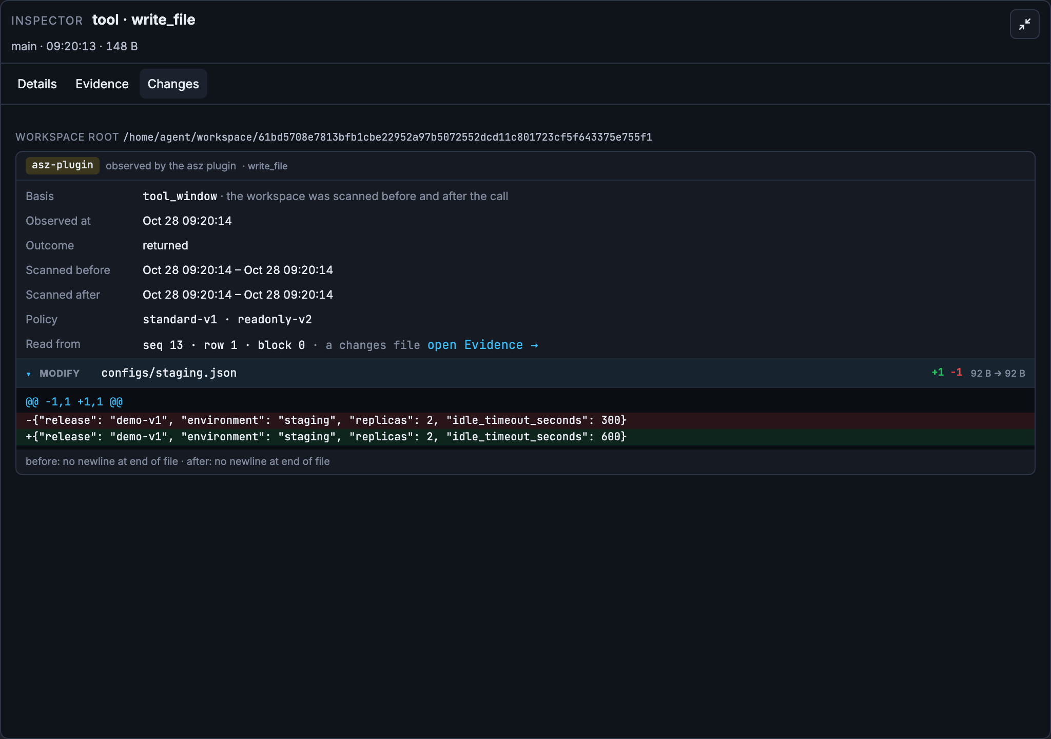 Replaying a cloud configuration change in the local snapshot